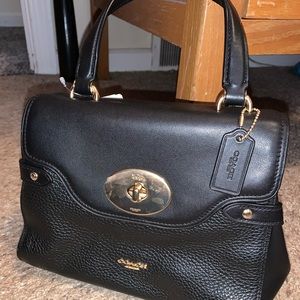 Coach Blake Flap Carryall Pebble Leather Satchel